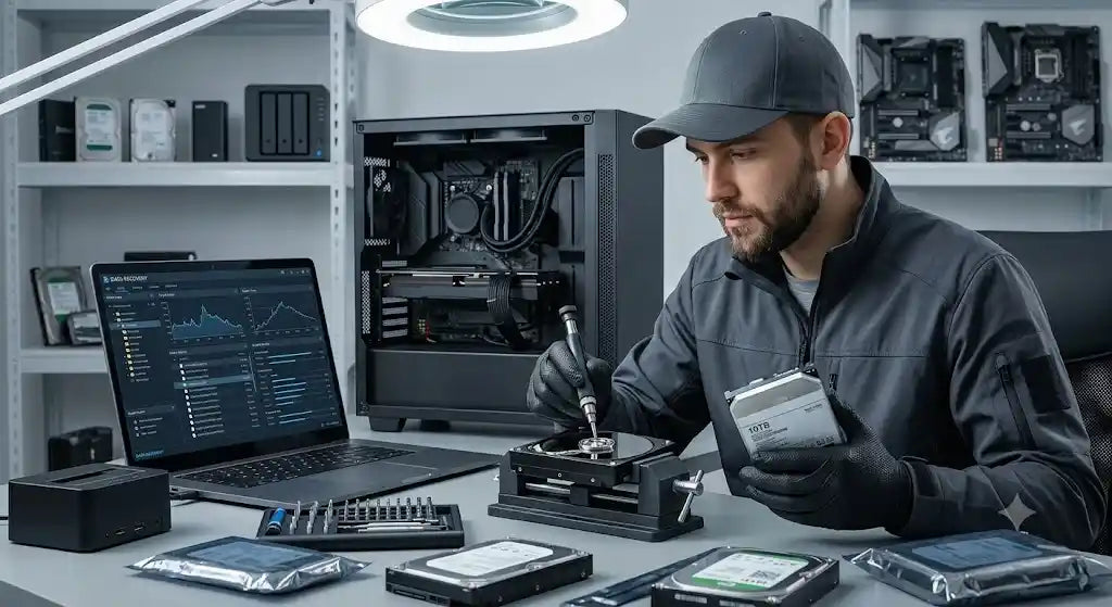Professional data recovery services for hard drives, SSDs, laptops, MacBooks, smartphones, and external storage devices at iTech Xpress in Covina, CA.